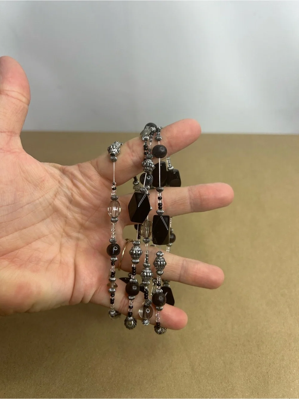 5 for $25🔥Black Beaded Elastic Bracelets Set of 4